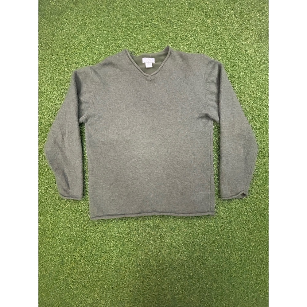 Utility Mens Lambswool Blend V-Neck Sweater Olive Green Size M
